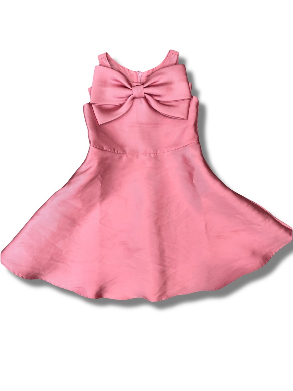 Rare Editions Girls Size 5 Pink Satin Fit & Flare
Sleeveless Bow Zip Formal
